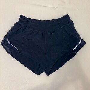 Navy lululemon hotty hot low rise shorts 2.5"
